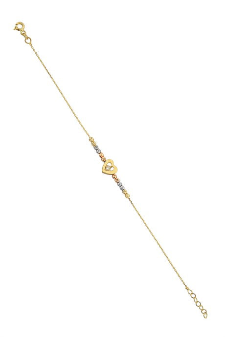 Solid Gold Dorica Beaded Heart Bracelet | 14K (585) | 1.73 gr