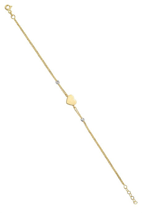Solid Gold Dorica Beaded Heart Bracelet | 14K (585) | 1.54 gr