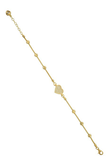 Pulsera de corazón con cuentas Dorica de oro macizo | 14K (585) | 3,35 gramos