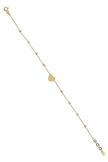 Solid Gold Dorica Beaded Heart Bracelet | 14K (585) | 1.32 gr