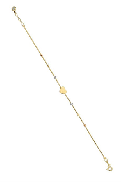 Solid Gold Dorica Beaded Heart Bracelet | 14K (585) | 2.03 gr