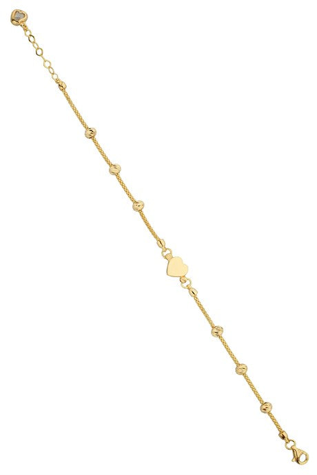 Solid Gold Dorica Beaded Heart Bracelet | 14K (585) | 3.10 gr