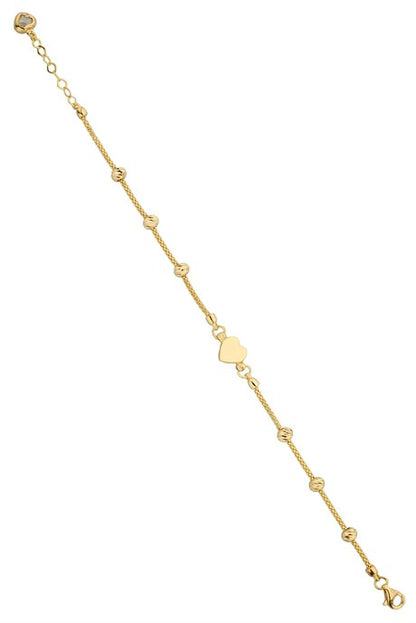 Bracelet coeur perlé Dorica en or massif | 14K (585) | 3,10 grammes