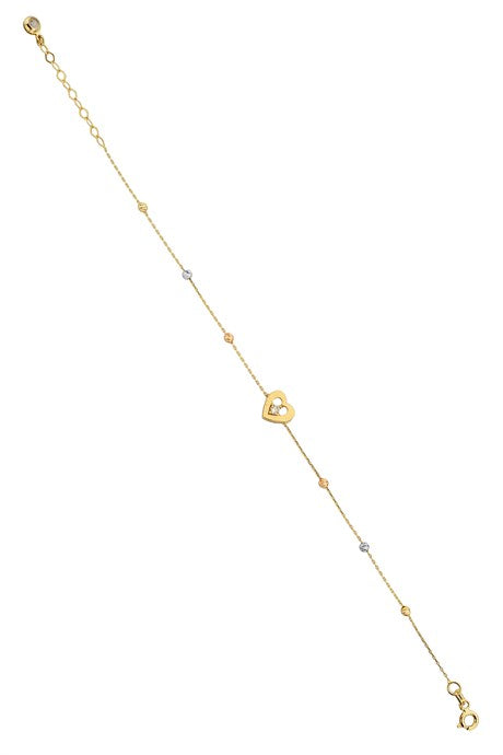 Solid Gold Dorica Beaded Heart Bracelet | 14K (585) | 1.76 gr
