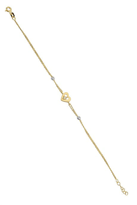 Bracelet coeur perlé Dorica en or massif | 14K (585) | 1,65 g