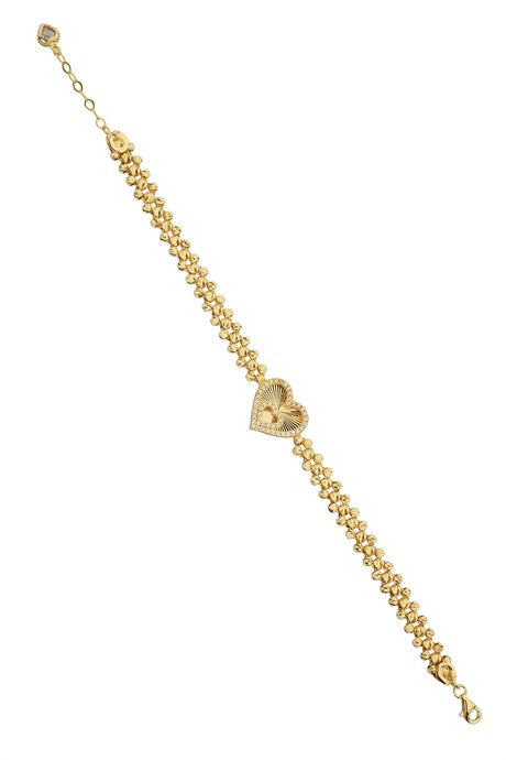 Pulsera de corazón con cuentas Dorica de oro macizo | 14K (585) | 8,44 gramos