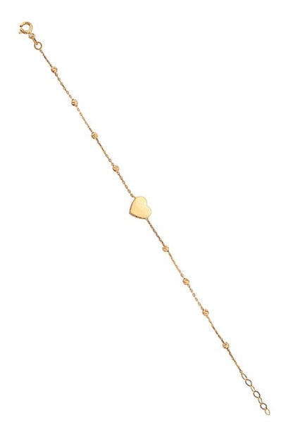 Solid Gold Dorica Beaded Heart Bracelet | 14K (585) | 1.52 gr