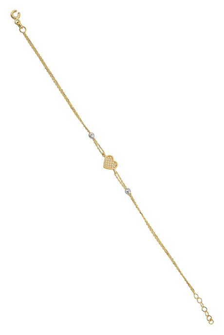 Pulsera de corazón con cuentas Dorica de oro macizo | 14K (585) | 1,42 gramos