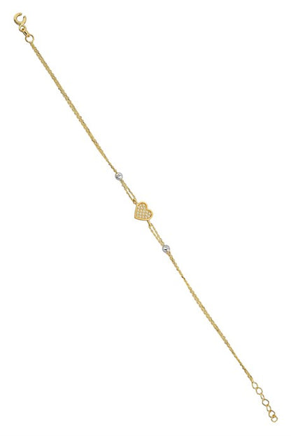 Pulsera de corazón con cuentas Dorica de oro macizo | 14K (585) | 1,42 gramos