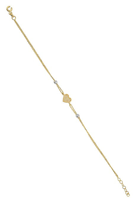 Solid Gold Dorica Beaded Heart Bracelet | 14K (585) | 1.42 gr