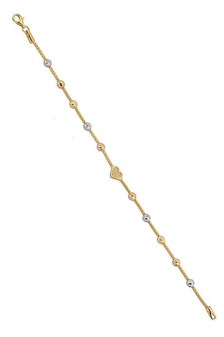 Solid Gold Dorica Beaded Heart Bracelet | 14K (585) | 3.43 gr
