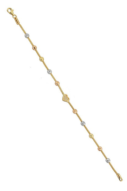 Solid Gold Dorica Beaded Heart Bracelet | 14K (585) | 3.43 gr