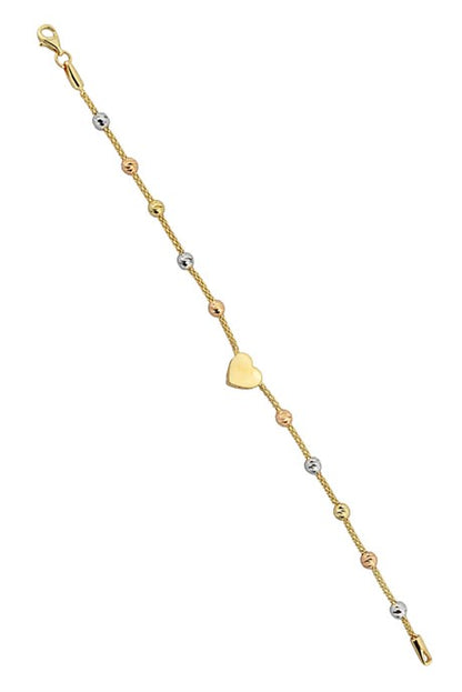 Bracelet coeur perlé Dorica en or massif | 14K (585) | 3,41 grammes