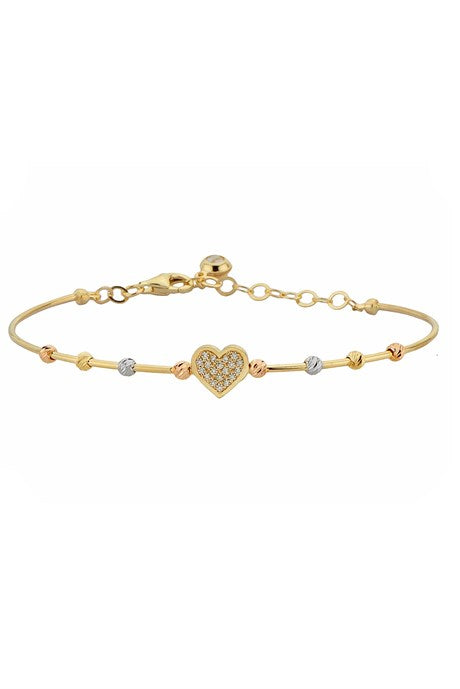 Pulsera de corazón con cuentas Dorica de oro macizo | 14K (585) | 2,95 gramos