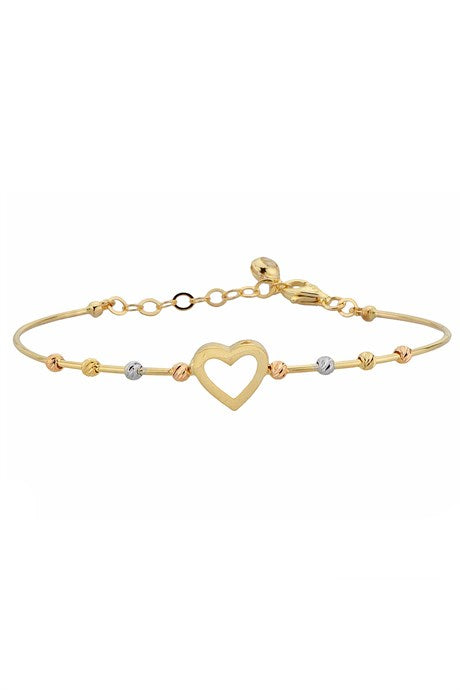 Pulsera de corazón con cuentas Dorica de oro macizo | 14K (585) | 3,08 gramos