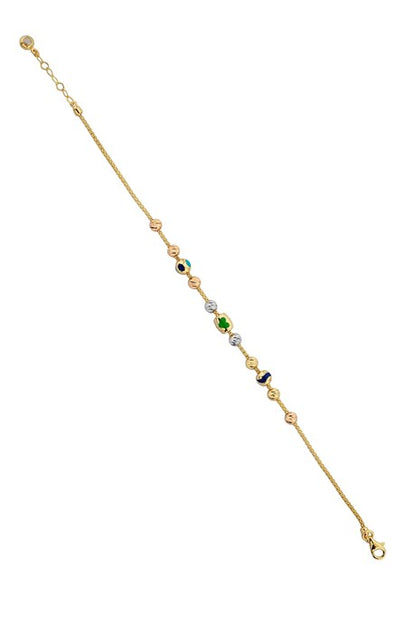 pulsera de oro macizo con figura y corazón de abalorios Dorica | 14K (585) | 4,54 gramos