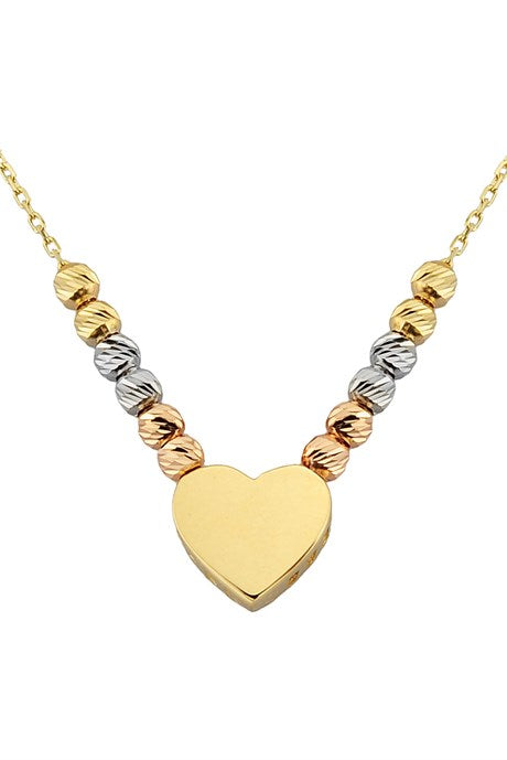 Solid Gold Dorica Beaded Heart Necklace | 14K (585) | 1.89 gr