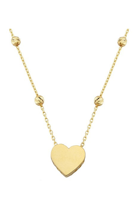 Solid Gold Dorica Beaded Heart Necklace | 14K (585) | 1.95 gr