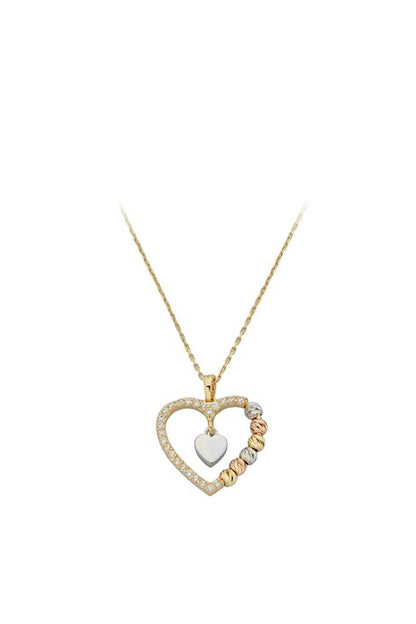 Solid Gold Dorica Beaded Heart Necklace | 14K (585) | 2.02 gr