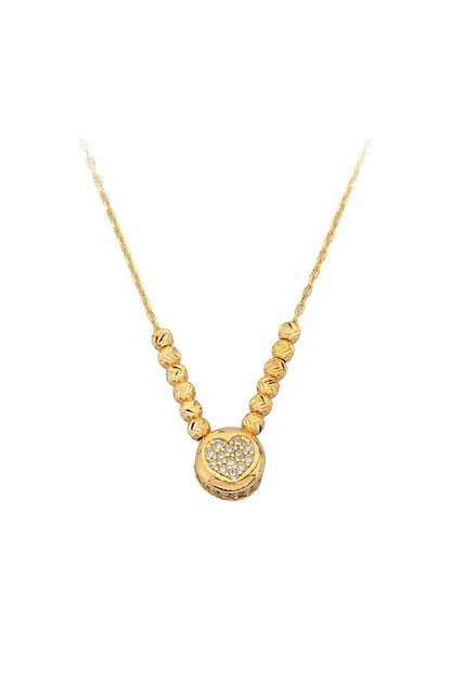 Collier coeur perlé Dorica en or massif | 14K (585) | 2,30 gr