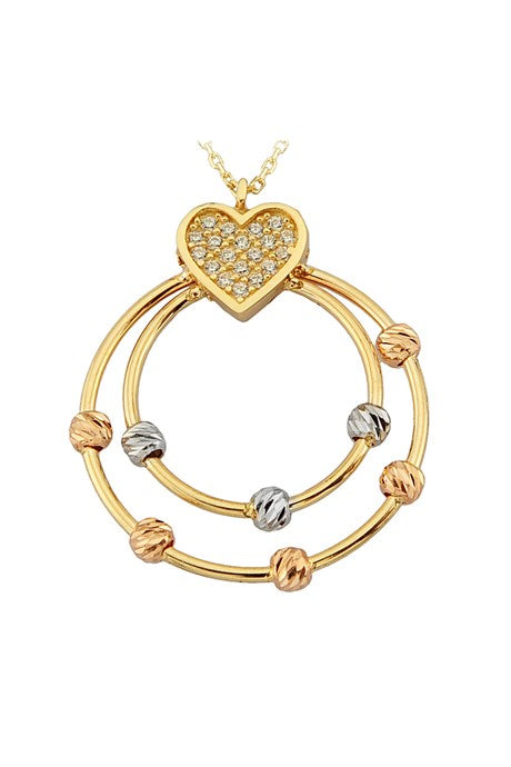 Collar de corazón con cuentas Dorica de oro macizo | 14K (585) | 2,53 gramos