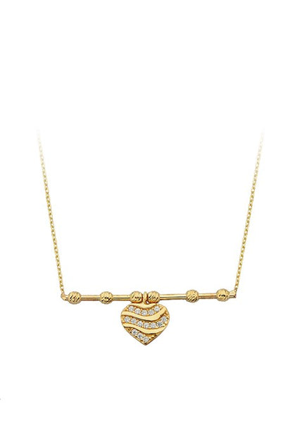 Solid Gold Dorica Beaded Heart Necklace | 14K (585) | 2.08 gr