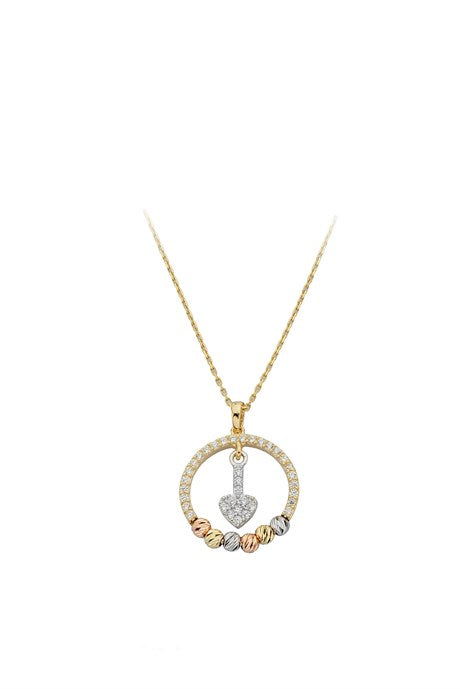Solid Gold Dorica Beaded Heart Necklace | 14K (585) | 2.11 gr