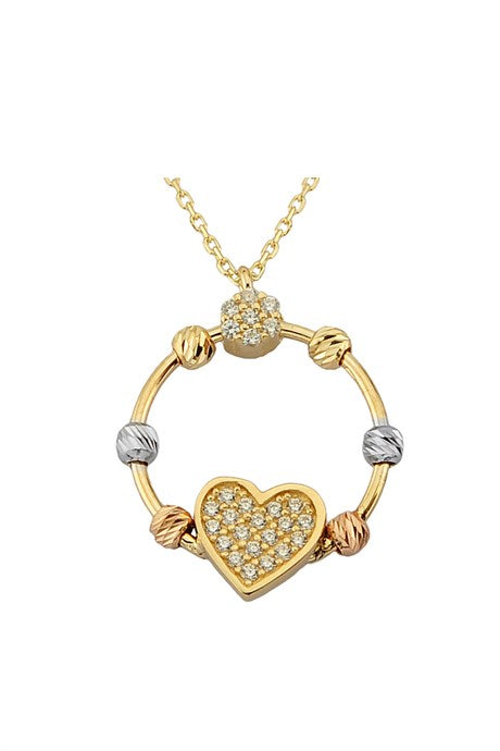 Collar de corazón con cuentas Dorica de oro macizo | 14K (585) | 2,10 gramos