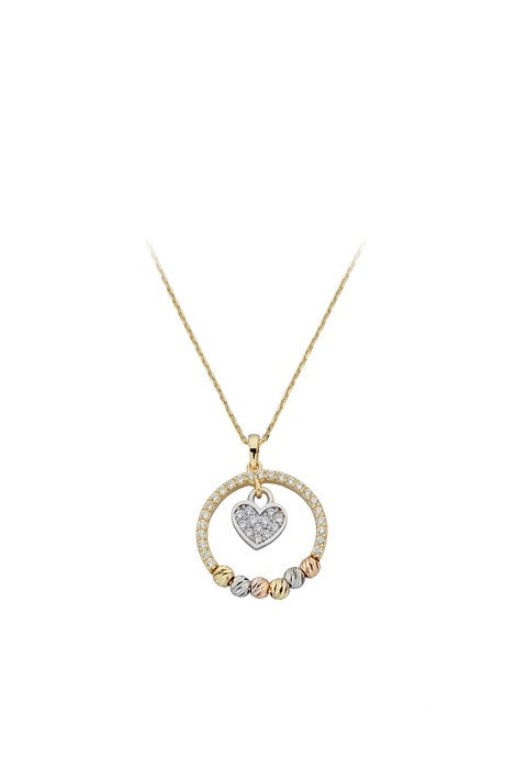 Solid Gold Dorica Beaded Heart Necklace | 14K (585) | 2.16 gr