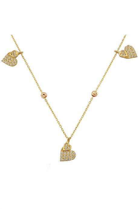 Solid Gold Dorica Beaded Heart Necklace | 14K (585) | 2.04 gr