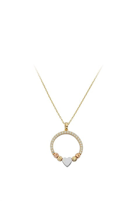 Solid Gold Dorica Beaded Heart Necklace | 14K (585) | 2.02 gr