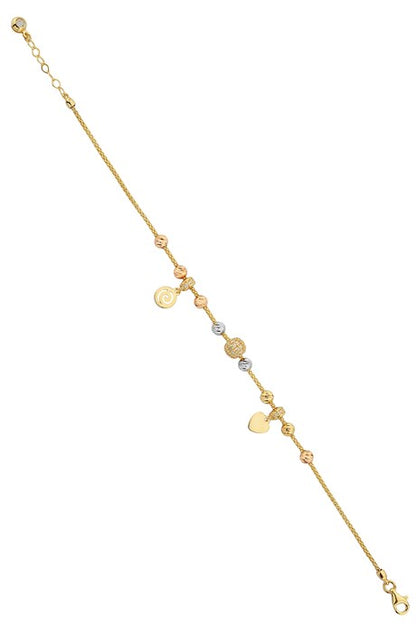 pulsera de espiral y corazón con abalorios Dorica en oro macizo | 14K (585) | 4,12 gramos