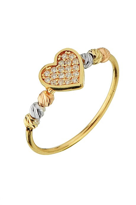 Solid Gold Dorica Beaded Heart Ring | 14K (585) | 1.22 gr