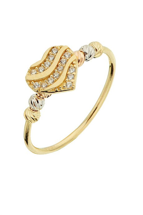 Bague coeur perlé Dorica en or massif | 14K (585) | 1,41 gr