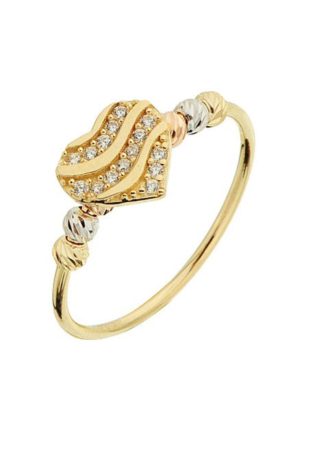 Solid Gold Dorica Beaded Heart Ring | 14K (585) | 1.41 gr