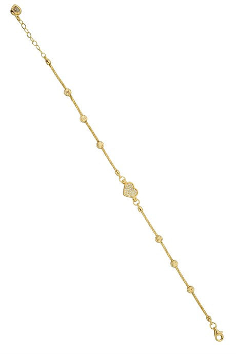 Solid Gold Dorica Beaded Heart Bracelet | 14K (585) | 3.15 gr