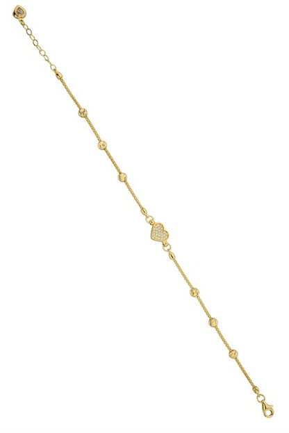 Pulsera de corazón con cuentas Dorica de oro macizo | 14K (585) | 3,15 gramos