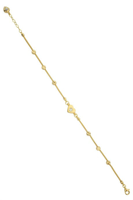 Pulsera de corazón con cuentas Dorica de oro macizo | 14K (585) | 3,23 gramos