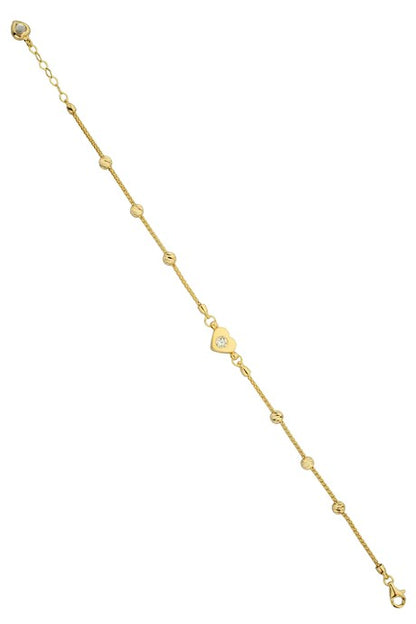 Solid Gold Dorica Beaded Heart Bracelet | 14K (585) | 3.23 gr