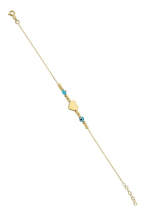 Solid Gold Dorica Beaded Heart Bracelet | 14K (585) | 1.75 gr