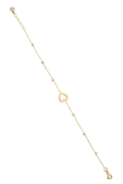 Pulsera de corazón con cuentas Dorica de oro macizo | 14K (585) | 1,60 gramos