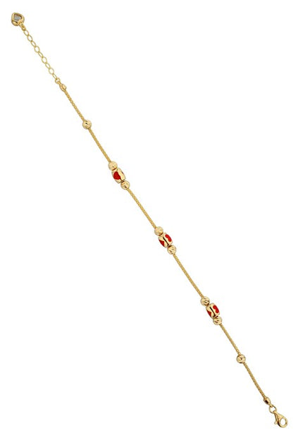 Bracelet coeur perlé Dorica en or massif | 14K (585) | 4,68 grammes