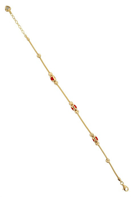 Pulsera de corazón con cuentas Dorica de oro macizo | 14K (585) | 4,68 gramos