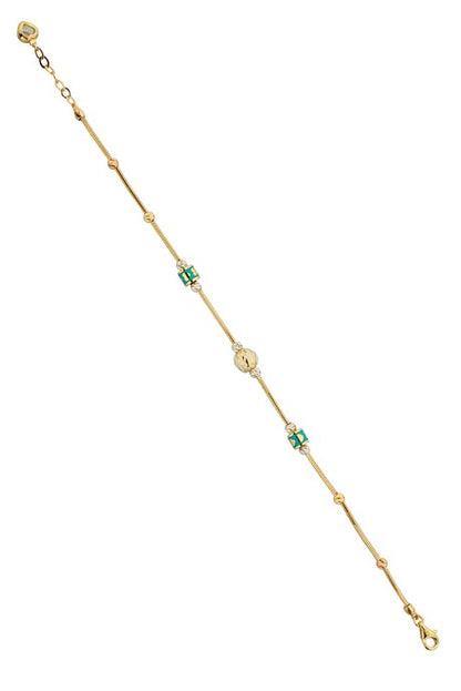 Pulsera de corazón con cuentas Dorica de oro macizo | 14K (585) | 4,73 gramos