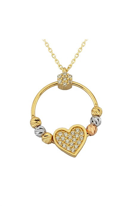 Solid Gold Dorica Beaded Heart Necklace | 14K (585) | 2.12 gr