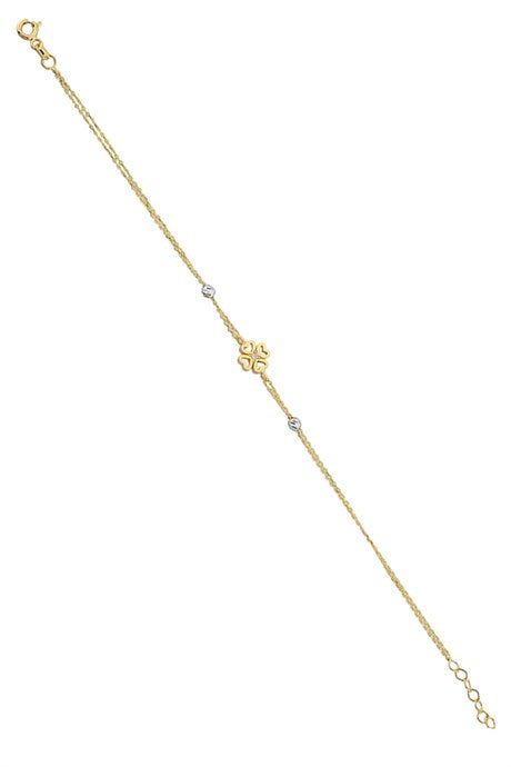 Bracelet trèfle coeur perlé Dorica en or massif | 14K (585) | 1,52 g
