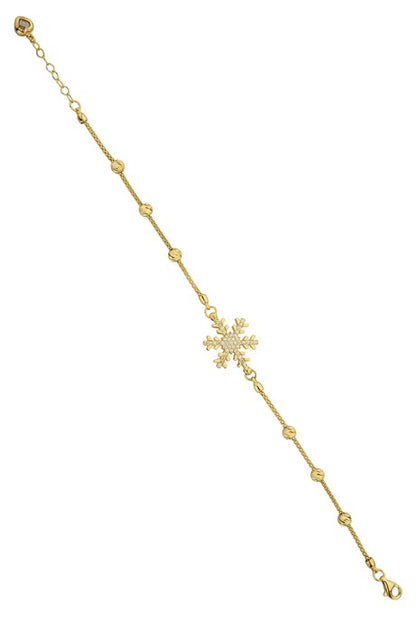 Solid Gold Dorica Beaded Snowflake Bracelet | 14K (585) | 3.97 gr