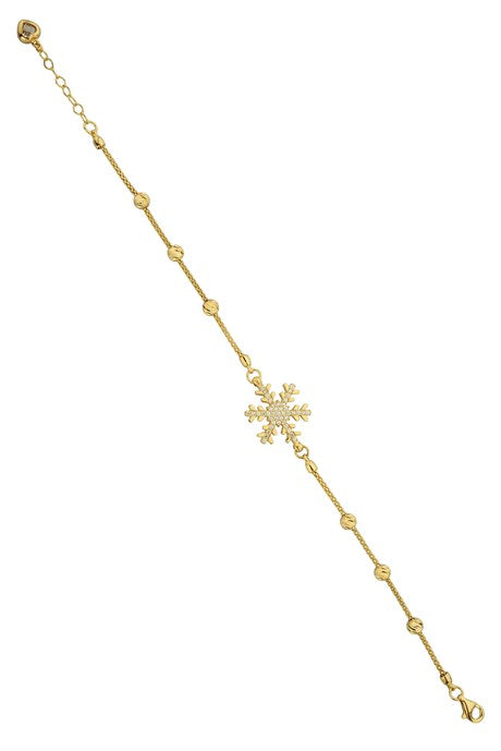 Bracelet flocon de neige perlé Dorica en or massif | 14K (585) | 3,97 grammes