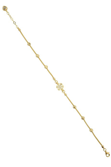 Bracelet flocon de neige perlé Dorica en or massif | 14K (585) | 2,99 grammes