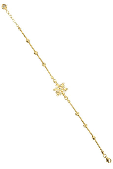 Solid Gold Dorica Beaded Snowflake Bracelet | 14K (585) | 3.77 gr